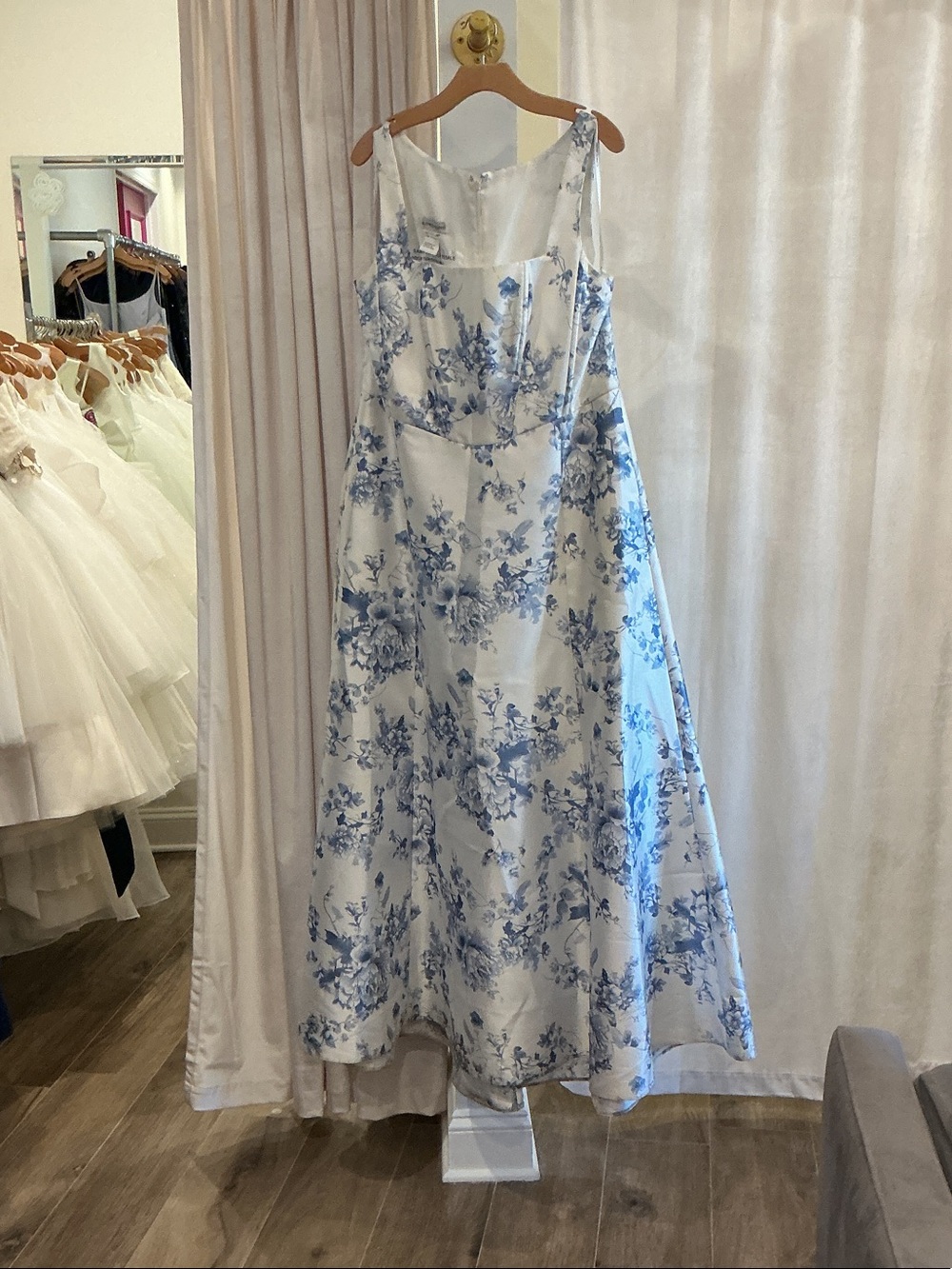Blue Floral A-Line Women’s Dress